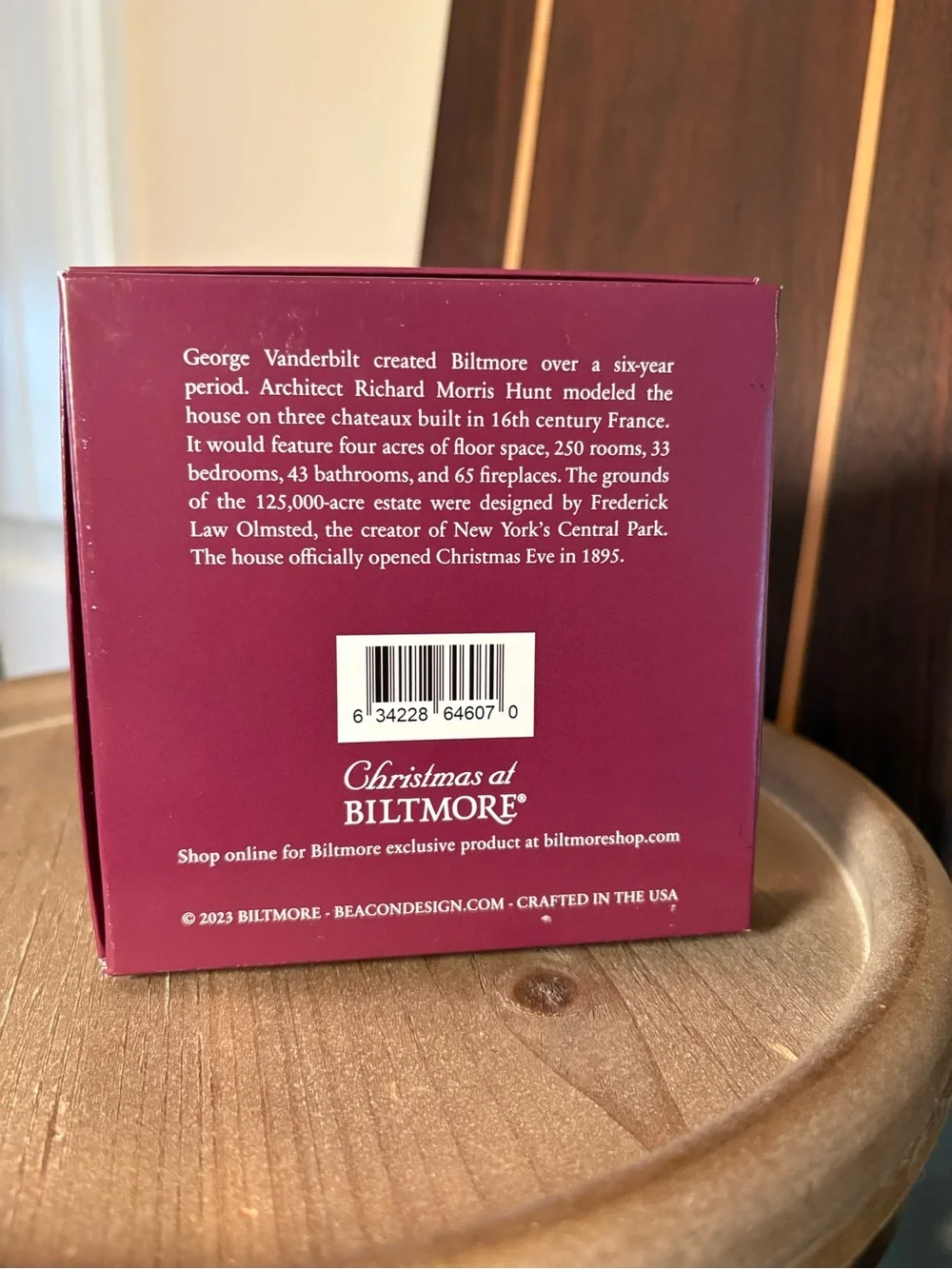 Christmas at Biltmore 2023 Limited Edition Ornament, Burgundy/Gold, Original Box